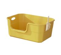Guangcailun Open Top Sifting Cat Litter Tray Designed To Cleaning Efficiency While Keeping Cat Litter Contained Within Boundaries Semi Enclosed Kitten Toilet Tray Cats Pan, yellow, 50x35x22cm