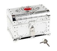 Guangcailun Pirate Treasure Boxes Storage Solution For Kids Collectibles And Toys In Medium Pirate Theme Treasure Chest Multifunctional Toy Box With Lock Birthday Gift , silver , 14x11x10.5cm