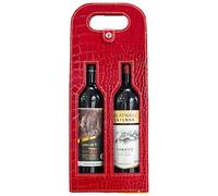 Guangcailun Stylish Leather Wine Bag for Wine Enthusiasts On Go Space Saving and Practical Wine Bag Can Be Easily Folded and Stored, red