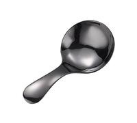 Guangcailun Teaspoon Smooth Short Handle Washable Sugar Salt Powder Coffee Cake Pudding Ice-Cream Soup Spoon Scoop Flatware, Black