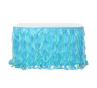 Guangcailun Tulle Table Embellished With White Ruffles Wedding Birthday Party Baby Skirt Material is to and Circular Table, blue