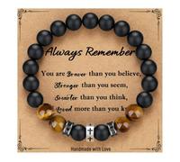 Guangcailun Unisex Natural Stone Bracelet Elastic Cross Pendant | Effortless On Off Elastic Band No Setup Or Learning Curve Round Stone Beads With Cross Charm For Everyday Wear