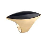 Guangcailun Vintage Gem Stone Ring Women Jewelry Sleek Vintage Ring With Oval Cut Black Gem Present For Everyone Resin Stone Gold Plating And Inlaid Long Oval Cut Black Simple And, Golden, 6