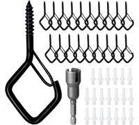 GUANGDAOVOD 21 Pcs Q Hanger String Light Hook,Screw Hook Outdoor String Lights, Safety Buckle Design Cup Eye Hook for Hanging Christmas Lights, Plants, Wind Chimes, Include 1 Wing Nut Driver