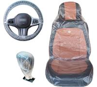 GUANGDAOVOD 45Pcs Premium Transparent Plastic Car Seat Covers, Heavy-Duty Waterproof & Dustproof Protectors for Car Seats, Steering Wheel and Gear Stick, Universal Fit for All Vehicle Types
