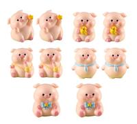 GUANGJIA 10Pcs Mini Cute Pig Unique Resinous Little Pigs Fashionable Vivid Mini Garden statue Figurines Car Decorations Figure Animal Set for Home Desk Party Decorations,