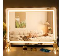Guanglai 80 X 55 CM Hollywood Lighted Vanity Mirror, Tabletop/Wall Mount Beauty Mirror, Smart Control Mirror with 3 Color Modes, USB Charging Port, Black