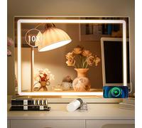 Guanglai White Hollywood Large Vanity Mirror with LED Lights, 3 Color Modes Makeup Mirror with light, USB, Touchscreen Control, Tabletop Mirror for Dressing table, 80x55CM