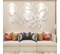 guangmu 3D Wall Sticker Floral Mirror - DIY Art Flower Decoration Stickers Lotus Decals Acrylic Mirror Wall Stickers Home Living Room Bathroom TV Background Decor Mural