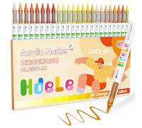 Guangna 24 Acrylic Markers, Orange Series Paint Marker Brush Tip | 24 orange shades, flexible brush tip, fluid liquid ink. Ideal for vibrant and DIY works.