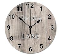 Guangpat 10 Inch Wall Clock Ancient Farm Barn Wood Grain Wooden Wall Clocks Battery Operated Live Love Lake Retirement Decor For Living Room Bedroom Kitchen Farmhouse Decor Birthday Gift