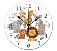 Guangpat 10 Inch Wall Clock Baby Room Nursery Jungle Animals Wall Clocks Battery Operated Silent Farmhouse Decor Retirement Living Room Decor Gift for Man Woman Friend Anniversary