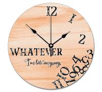 Guangpat 10 Inch Wall Clock Country Retro Wood Grain Crack Large Wall Clocks Battery Operated Whatever I'm Late Anyways Men Cave Decor Living Room Bedroom Kitchen Christmas Birthday Gift