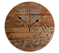 Guangpat 10 Inch Wall Clock Vintage Country Fence Wooden Grain Brown Wooden Wall Clocks Battery Operated Who Cares You're Late Retirement Decor Living Room Bedroom Kitchen Christmas