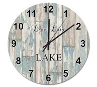 Guangpat 15 Inch Wall Clock Vintage Country Weathered Barn Wood Grain Wooden Wall Clocks Battery Operated Live Love Lake Retirement Decor Living Room Bedroom Kitchen Christmas Birthday Gift