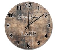 Guangpat 15 Inch Wall Clock Vintage Country Wood Grain Gradient Wooden Wall Clocks Battery Operated Live Love Lake Men Cave Decor For Living Room Bedroom Kitchen Farmhouse Decor