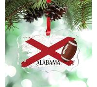 Guangpat Alabama Flag Acrylic Christmas Ornaments American Football Christmas Tree Ornaments Travel Souvenir Christmas Ornaments 2024 Keepsake Christmas Stocking Filling Birthday Gift