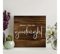 Guangpat Always Kiss Me Goodnight Retro Vintage Wood Plaque Motivational Wall Decorations for Living Room Rustic Wall Art Kitchen Home Decor Signs Wall Hanging Sign Housewarming Gift 8x8in