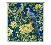 Guangpat Aqua And Green Bird Flower Floral Shower Curtain Set with Hooks Chinoiserie Style Shower Curtain Asian Bathroom Curtains Bathroom Decor Polyester Fabric Shower Curtains with Holes