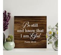 Guangpat Be Still And Know That I Am God Wood Plaque Motivational Wall Decorations for Living Room Rustic Wall Art Kitchen Wall Hanger Retro Decoration Sign Housewarming Gift 8x8in