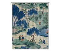 Guangpat Chinoiserie Style Blue And Kelly Green Shower Curtain 72x90in Asian Asian Scenic Dynasty Bathroom Curtains Boho Shower CurtainBath Curtains Polyester Fabric Shower Curtain Set with Hooks