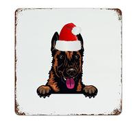 Guangpat Christmas Pomeranian Dog Aluminum Metal Sign Christmas Santa Dog Signs Merry Christmas Wall Art Rustic Wall Decor Farmhouse Home Decor for Bedroom Cafe Bar Office Garage 15x15 inch