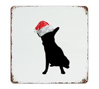 Guangpat Christmas Pomeranian Dog Metal Tin Sign Christmas Dog Silhouette Metal Sign Wall Art Rustic Wall Decor Farmhouse Home Decor for Bedroom Kitchen Cafe Bar Office Garage 12x12 inch