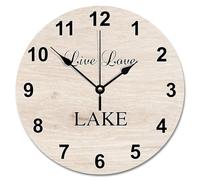 Guangpat Country Wood Grain Cracks 12 Inch Wall Clocks Battery Operated Live Love Lake Wall Clock Silent Easy to Read Hawaii Beach Home Decor for Living Room Kitchen Bedroom Classroom