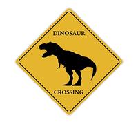Guangpat Dinosaur Crossing Xing Sign Beware of Dinosaur Metal Sign Animal Silhouette Funny Warning Sign Novelty Crossing Zone Sign for Farm Yard Front Door Indoor Outdoor Street Sign 12x12 inch