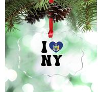 Guangpat I Love New York Home State Christmas Tree Decorations New York Flag Personalized Christmas Ornaments 2024 Funny Acrylic Country City Souvenir Keepsake Gifts for Family Friend Wedding