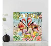 Guangpat It's Five O'clock Somewhere Wall Clock Colorful Tropical Floral Pink Flamingo Clocks Summer Beach Decorative Clocks Battery Operated 12 Inch Farmhouse Cabin Wall Decor