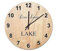 Guangpat Live Love Lake Wall Clock Farm Barn Wood Grain Wall Clocks Battery Operated 15 Inch Silent Vintage Country Lake Life Decor For Living Room Bedroom Office Kitchen Wedding Gift