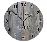 Guangpat Live Love Lake Wall Clock Farm Barn Wood Grain Wooden Wall Clocks Battery Operated 12 Inch Shabby Chic Sunshine Beach Decor Living Room Bedroom Kitchen Christmas Birthday Gift