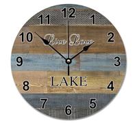 Guangpat Live Love Lake Wall Clock Weathered Wood Floor 10 Inch Wooden Wall Clocks Battery Operated Vintage Country Coastal Decor For Living Room Bedroom Office Kitchen Wedding Gift