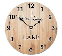 Guangpat Live Love Lake Wall Clock Wood Barn Board Large Wooden Wall Clocks Battery Operated 12 Inch Silent Country Beach House Decor Living Room Bedroom Kitchen Christmas Birthday Gift