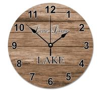Guangpat Live Love Lake Wall Clock Wood Grain Brown Wooden Wall Clocks Battery Operated 12 Inch Farmhouse Sunshine Beach Decor For Office Home Decor Wedding Birthday Housewarming Gift