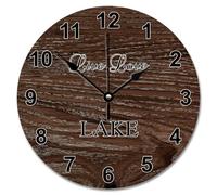 Guangpat Live Love Lake Wall Clock Wood Grain Crack Brown Round Decorative Clocks Battery Operated 12 Inch Vintage Country Decor For Living Room Bedroom Office Kitchen Wedding Gift