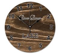 Guangpat Live Love Lake Wall Clock Wood Grain Style Brown Large Wall Clocks Battery Operated 10 Inch Rustic Sunshine Beach Decor Retirement Living Room Decor Gift for Man Woman Friend