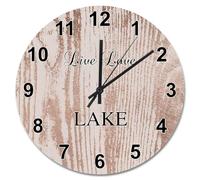 Guangpat Live Love Lake Wall Clock Wood Grain Style Wall Clocks Battery Operated 15 Inch Silent Country Coastal Decor She Shed Living Room Decor Gift for Man Woman Friend Anniversary