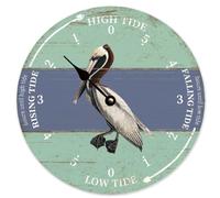Guangpat Personalized Tide Clock Pelican Beach Tidal Wall Clocks Battery Operated 12 Inch Silent Non-Ticking Rutic Farmhouse Wall Decor for Bedroom Living Room