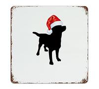 Guangpat Retro Pit Bull Terrier Dog Metal Sign Christmas Dog Silhouette Aluminum Metal Sign Wall Art Rustic Christmas Home Decor for Bedroom Kitchen Cafe Bar Office Garage 12x12 inch
