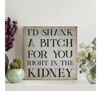 Guangpat Retro Vintage Wooden Pallet Sign I'D Shank A Bitch For You Right Wood Signs 8x8in Family Wall Decor Decor Wall Art Wall Hanger Sign for Home Kitchen Living Room Coffee Bar