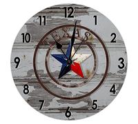 Guangpat Rustic Antique Wall Clock Western Texas Stars Country Farmhouse Clock Large Wall Clocks Battery Operated 12 Inch Quiet Non-ticking Vintage Analog Clock for Kitchen Bedroom Living Room