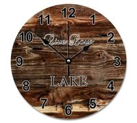 Guangpat Rustic Wooden Round Decorative Clocks Battery Operated 12 Inch Live Love Lake Wall Clock Silent Sunshine Beach Home Decor for Bedroom Living Room Kitchen School Classroom