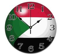 Guangpat Sudan Flag Farmhouse Wall Clock False 3D Ball Sudan Country City Souvenir 12 Inch Round Wall Clocks Battery Operated Quiet Vintage Hanging Clock Wall Decor Gift for Foreign Friend