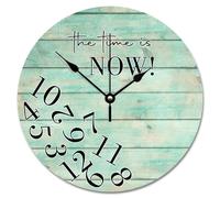 Guangpat The Time Is Now Wall Clock Weathered Barn Wood Grain 10 Inch Wall Clocks Battery Operated Antique Vintage Lake House Decor Living Room Bedroom Kitchen Christmas Birthday Gift
