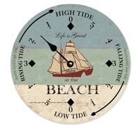 Guangpat Tidal Clock Beach Ship Tide Beach Large Wooden Wall Clocks Battery Operated 15 Inch Silent Non-Ticking Rutic Farmhouse Wall Decor for Bedroom Living Room