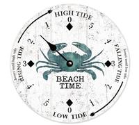 Guangpat Tidal Clock Blue Crab Tide Beach Time Large Wall Clocks Battery Operated 10 Inch Silent Non-Ticking Rutic Farmhouse Wall Decor for Bedroom Living Room