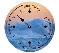 Guangpat Tide Clock with High And Low Tide The Pacific Ocean Wall Wooden Moon Tidal Clock Ocean Time Coastal Clock Nautical Tide Movement Clock for Beach House Deck Board 15 Inch