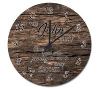 Guangpat Time Spent with Family Wall Clock Wood Barn Board Dark Brown 15 Inch Round Wall Clocks Battery Operated Vintage Country Beach Decor Living Room Bedroom Kitchen Christmas